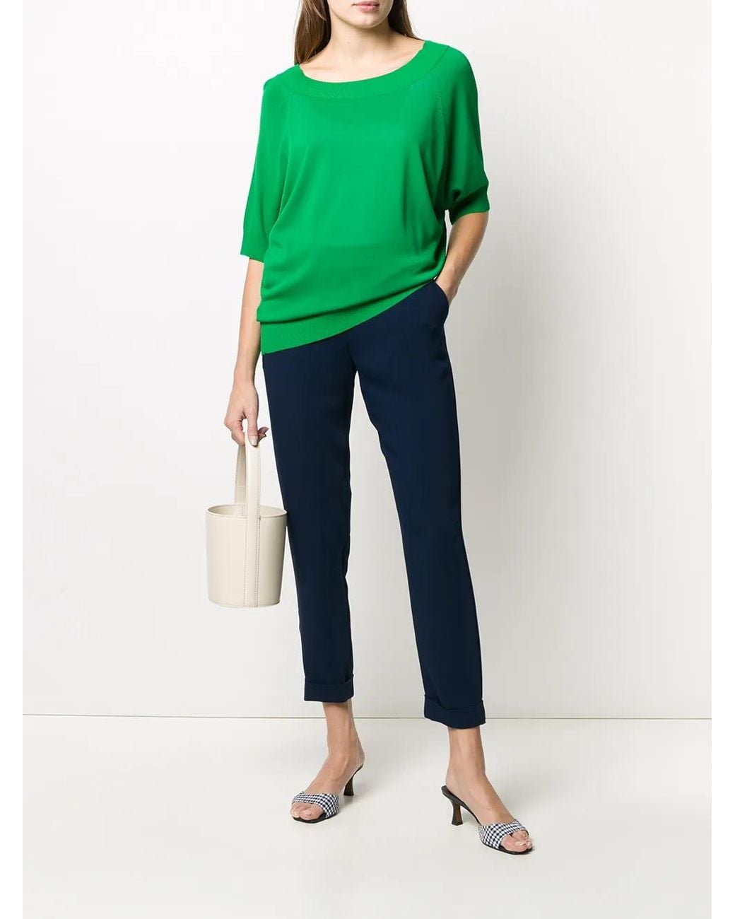 P.A.R.O.S.H. Blue Elasticated Slim-Fit Trousers