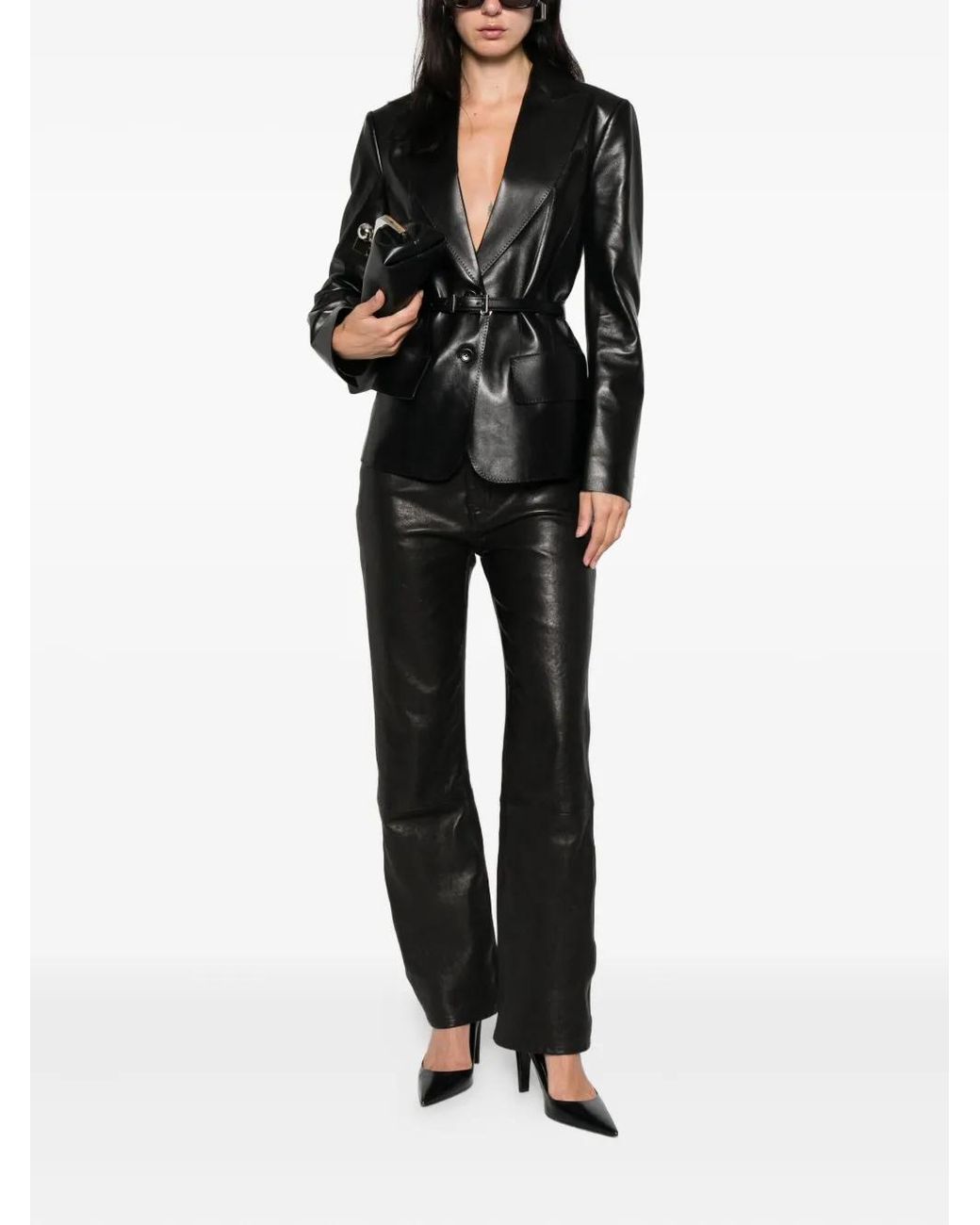 Tom Ford Black Notched-Lapel Leather Jacket