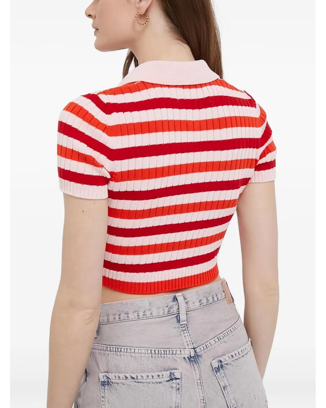 Benetton Red Striped Polo Shirt