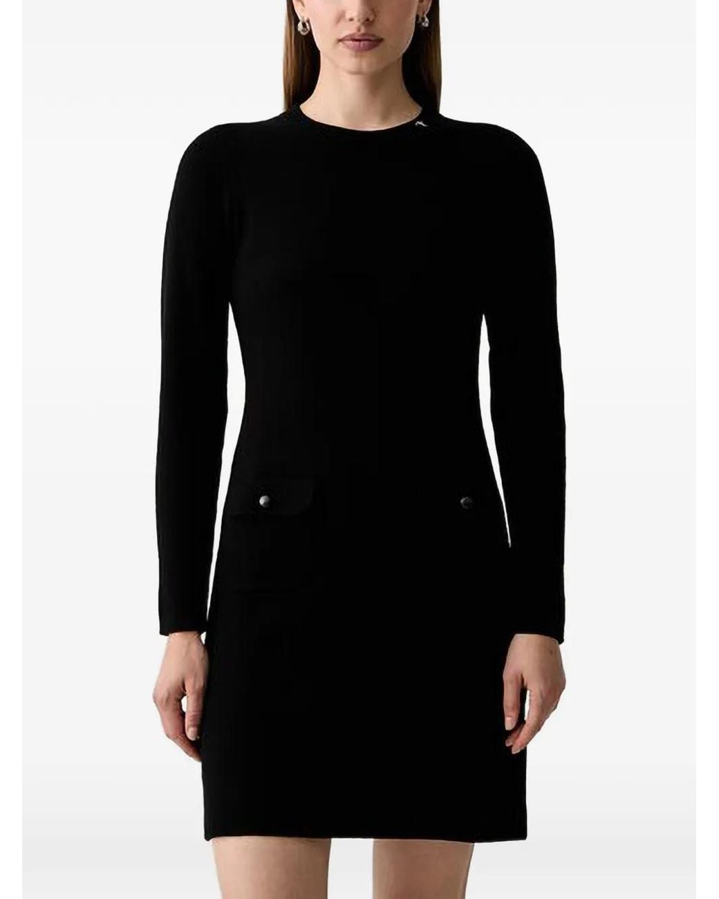 Joop! Black Button-Detail Long-Sleeve Mini Dress