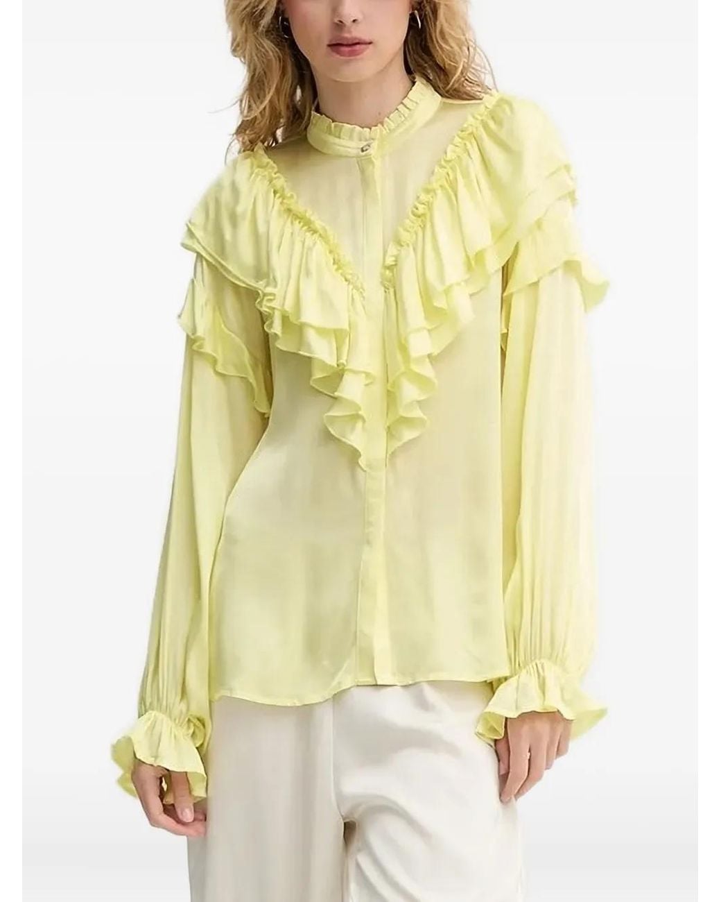 Bruuns Bazaar Yellow Ruffled Blouse