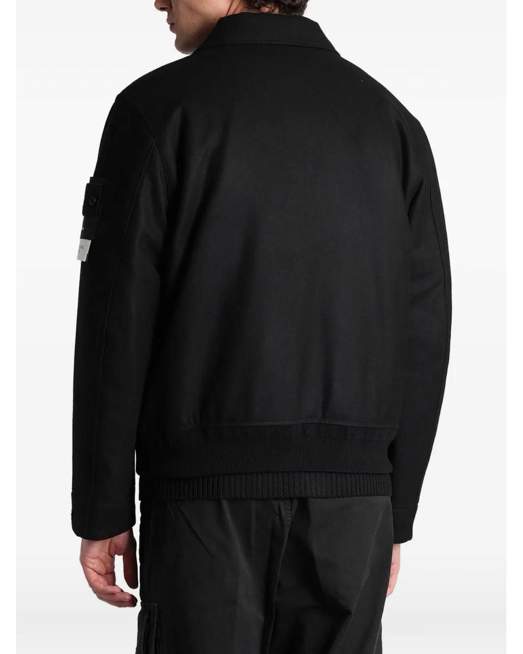Stone Island Black 4100017 Wool Nylon Flannel_S.I. Ghost Jacket for men
