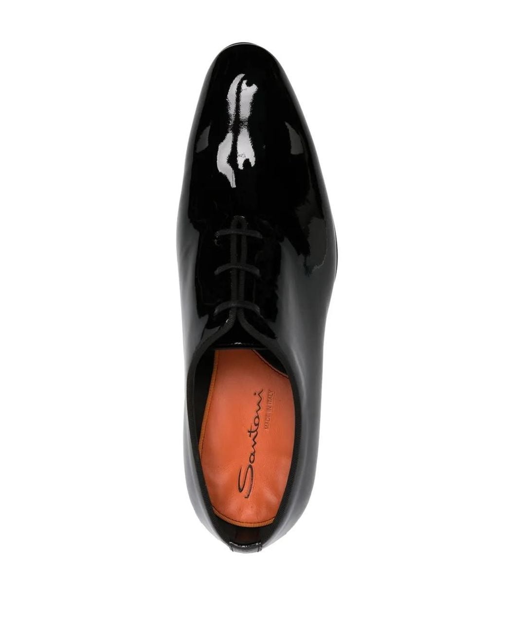 Santoni Black Patent Leather Oxford Shoes for men