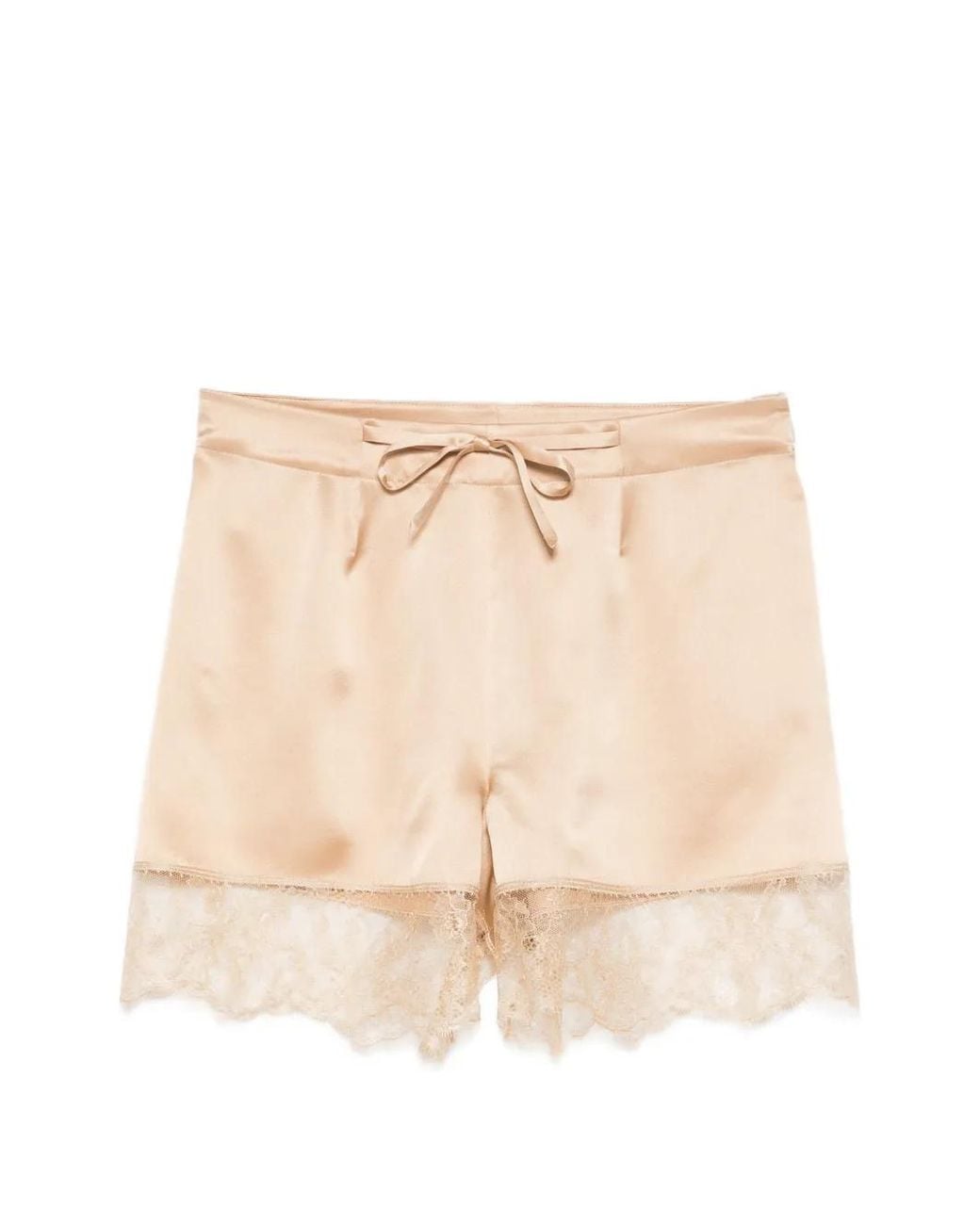 Carine Gilson Natural Lace-Detail Silk Pyjama Shorts