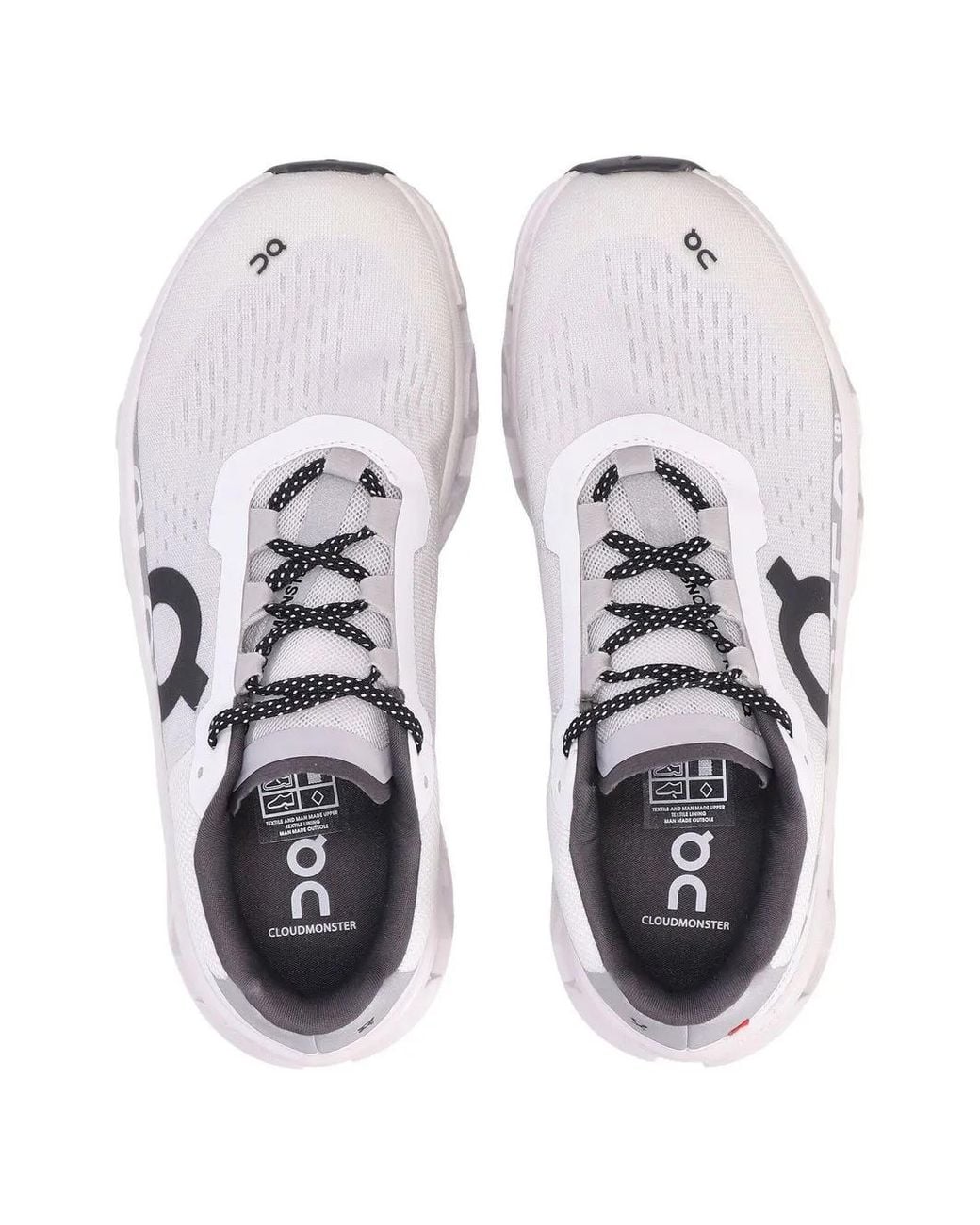 On Shoes White Beim Ausführen von Cloudmonster -Turnschuhen