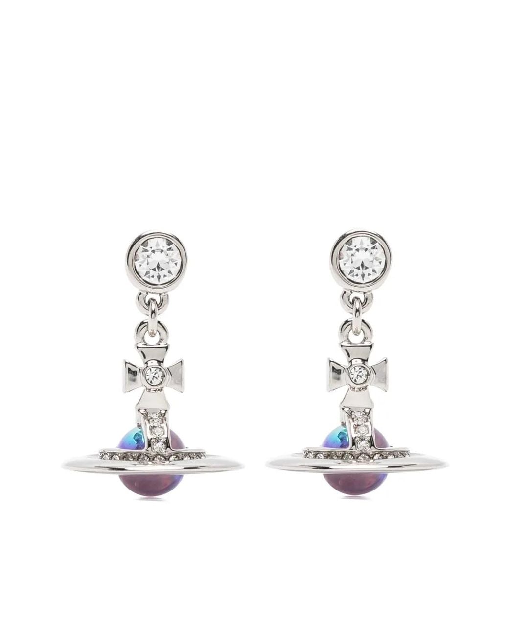 Vivienne Westwood New Petite Orb Drop Earrings in White | Lyst