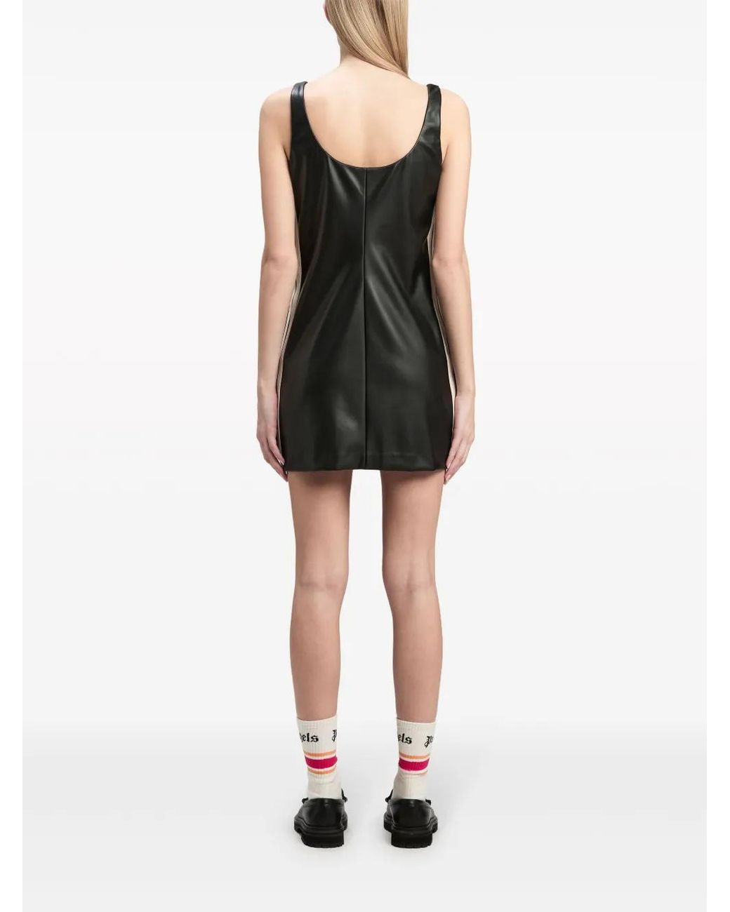 Palm Angels Black Leather Effect Track Dress