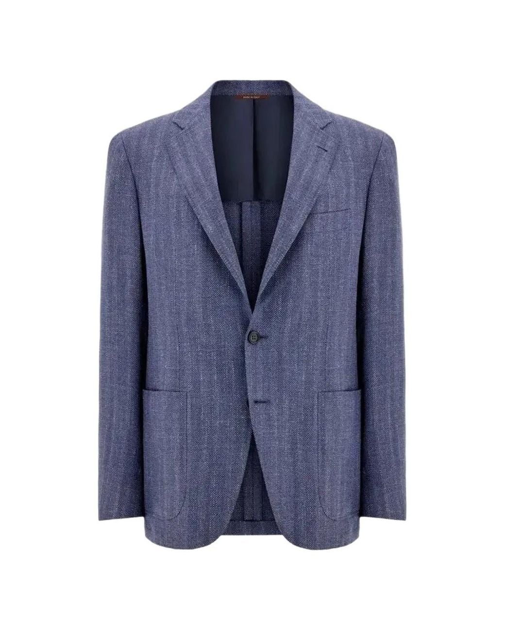 Canali Blue Single-Breasted Blazer for men