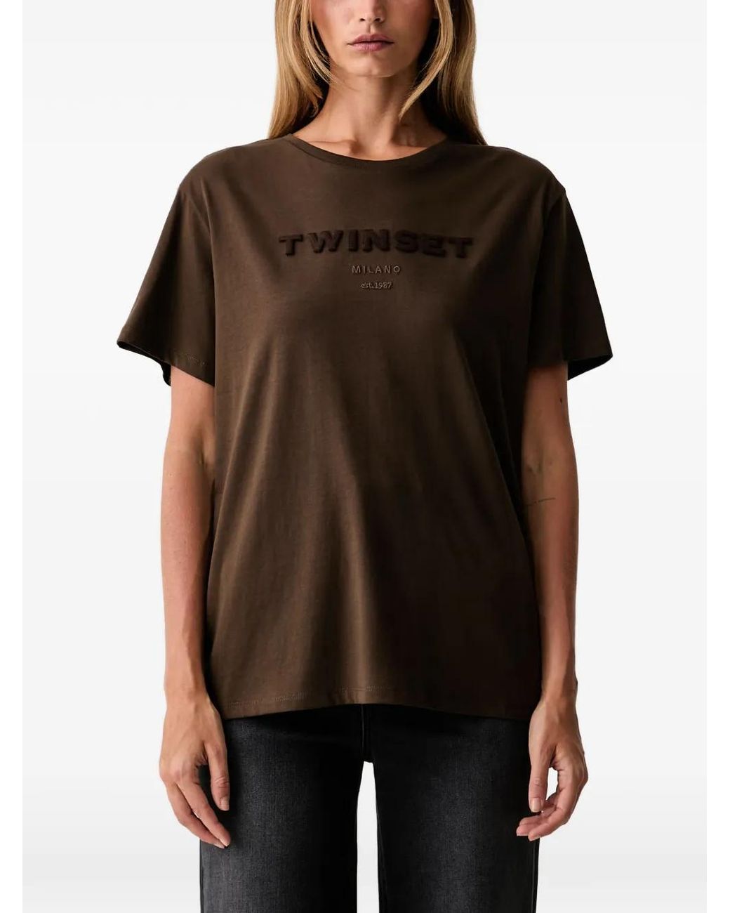 Twinset Black Logo-Embroidered T-Shirt
