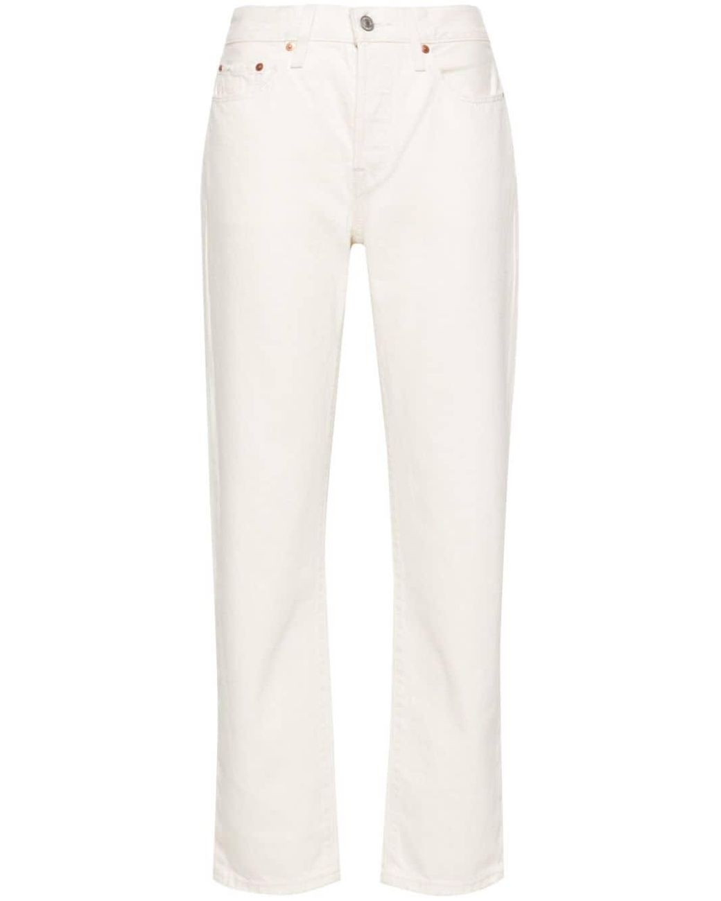 Levi s 501 High rise Cropped Jeans in White Lyst UK