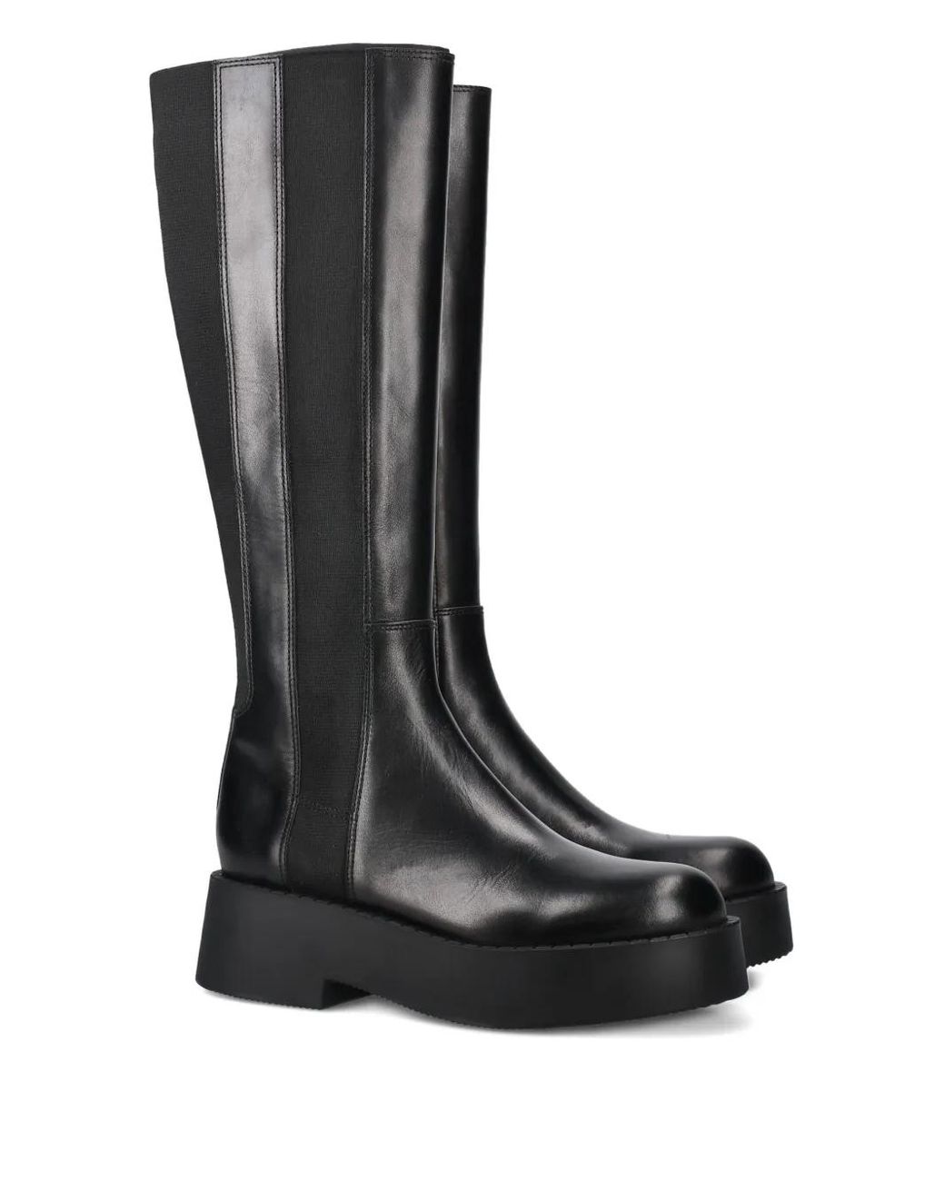 Premiata Black Elasticated-Panels Leather Boots