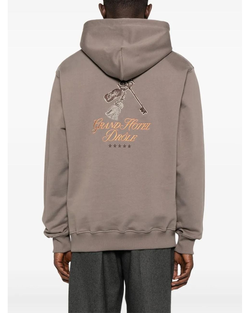 Drole de Monsieur Gray Logo-Embroidered Hoodie for men