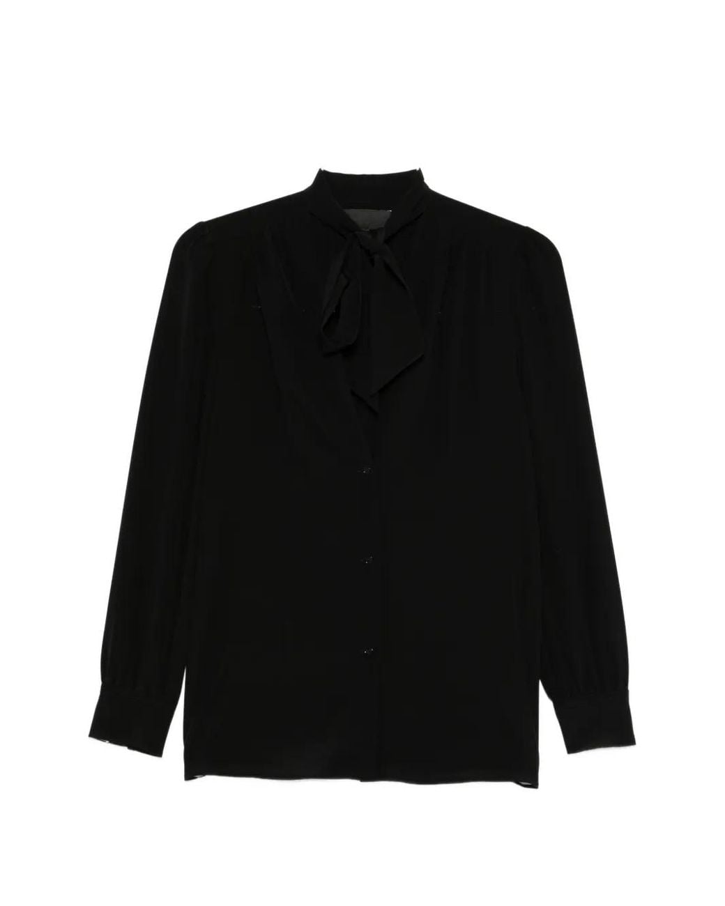 Nili Lotan Black Tie-Neck Shirt