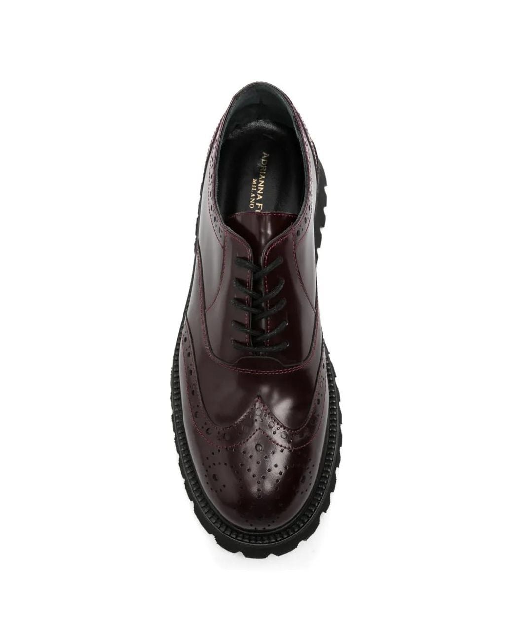 ADRIANNA FERETTI Red Brogue Tread-Sole Loafers