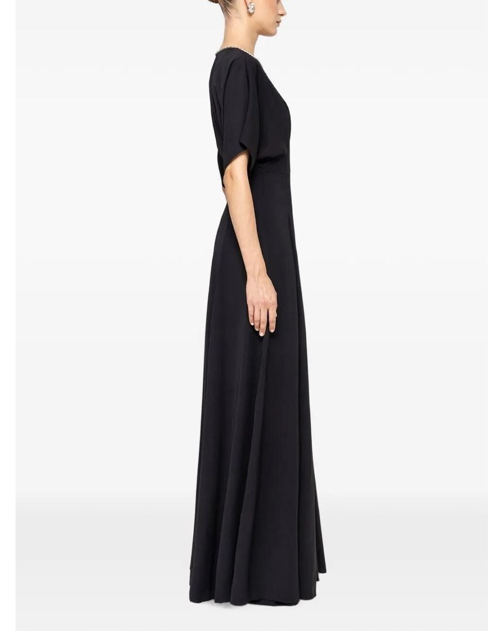 Nissa Blue Crystal Details Maxi Dress