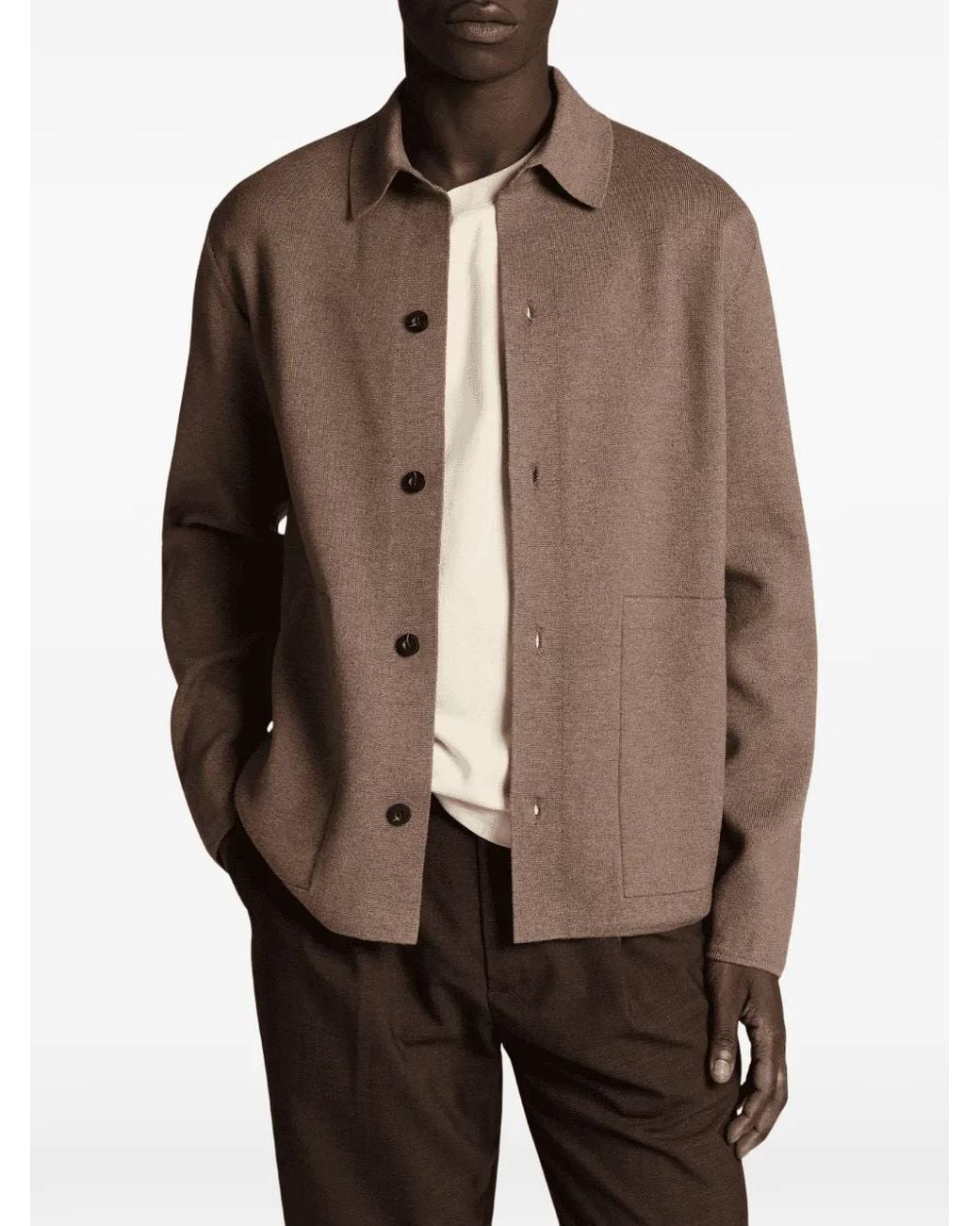 Vince Brown Button-Up Shirt Jacket for men