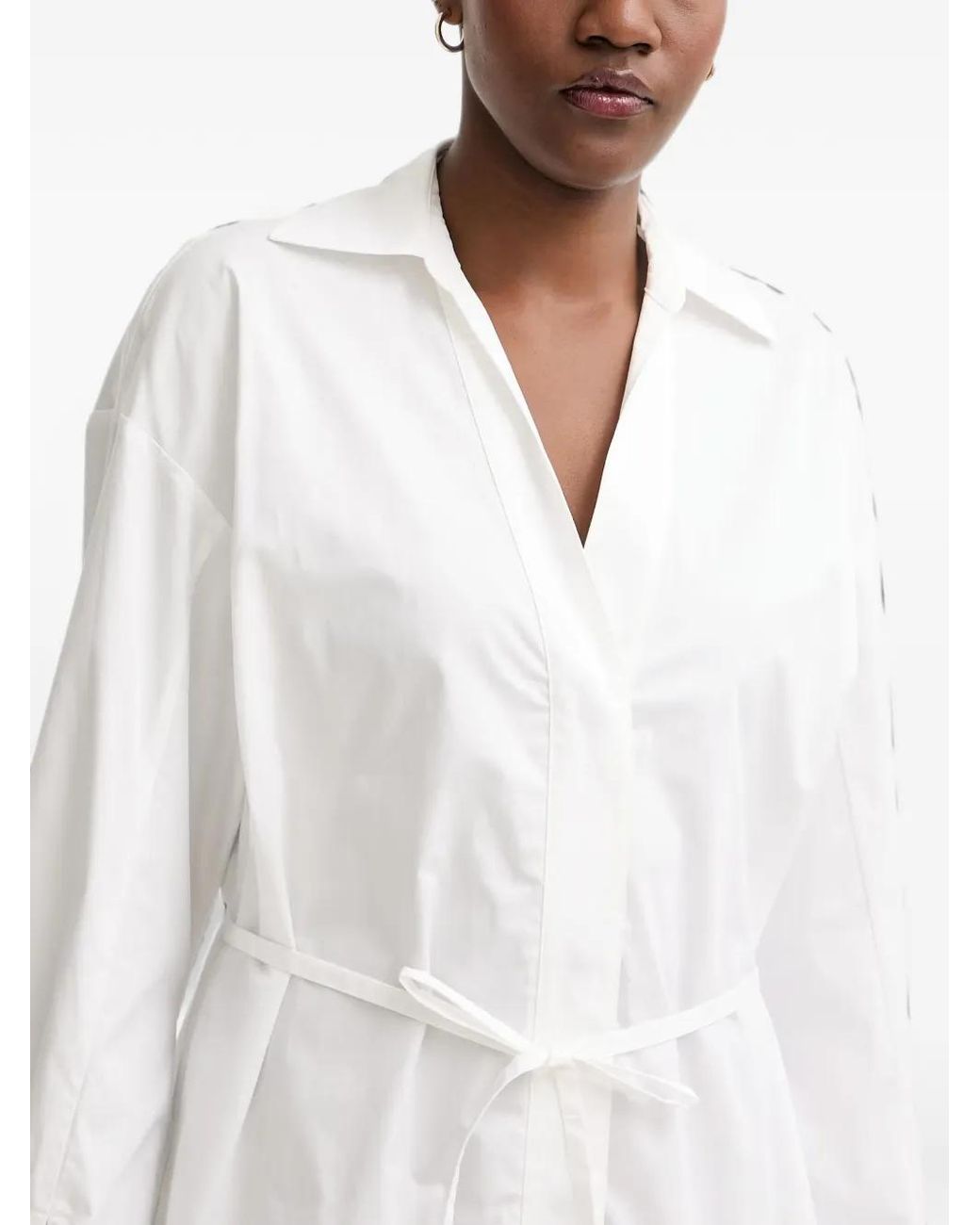 ARMANI EXCHANGE White Belted Shirt Mini Dress