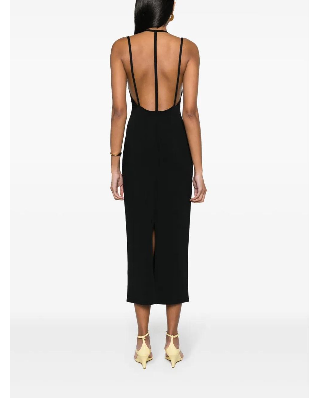 Khaite Black Terri Long Dress With V-Neck