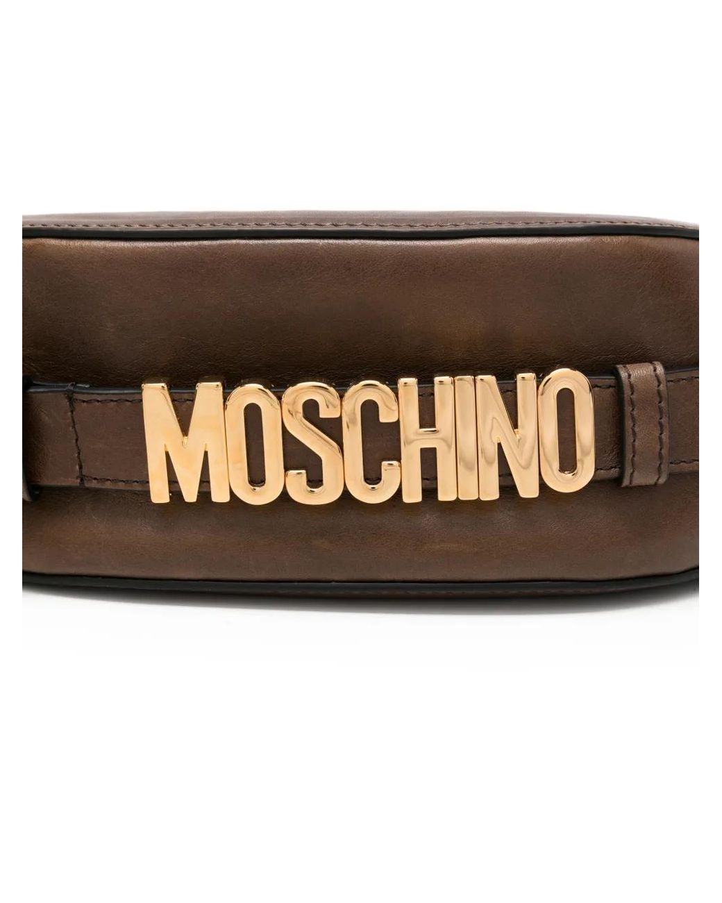 Moschino Brown Logo-Lettering Tote Bag