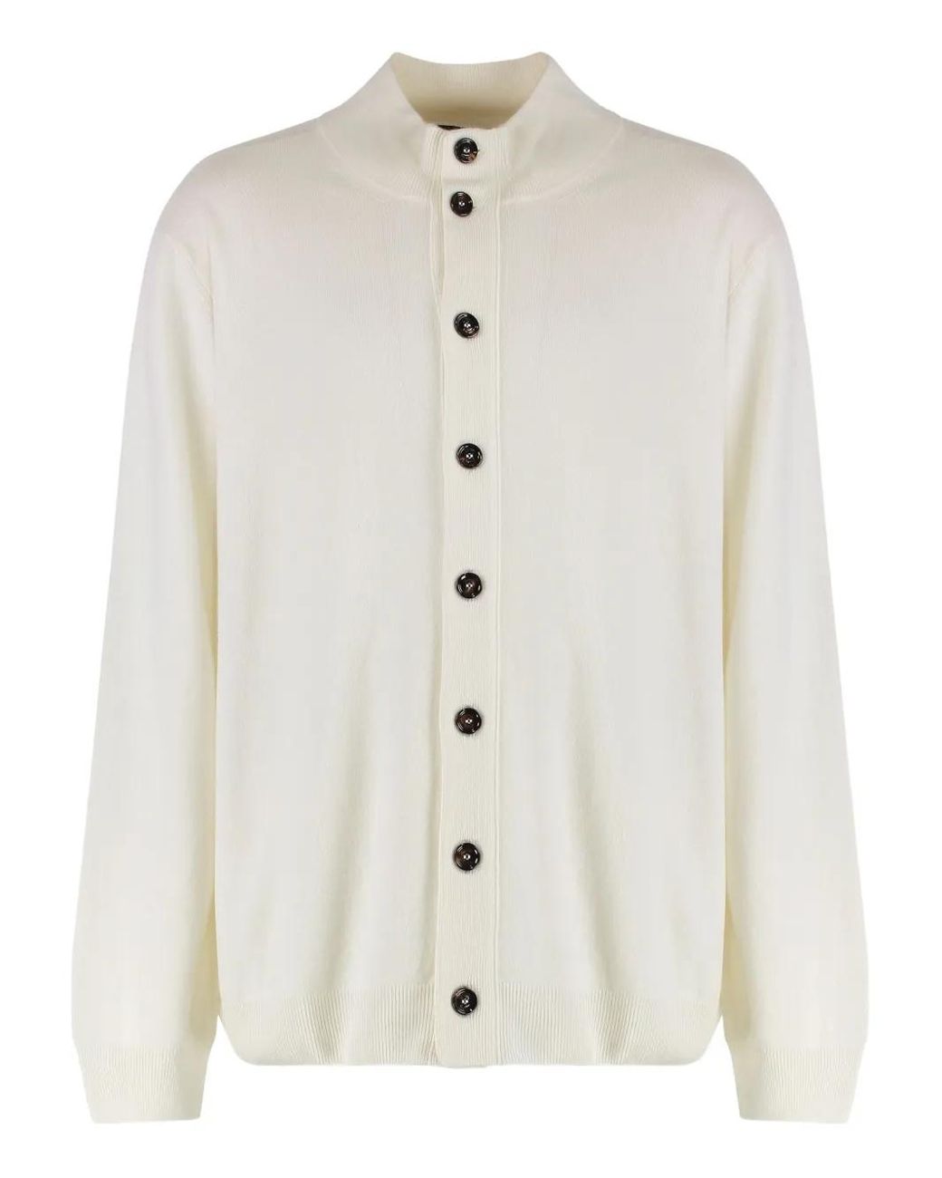 Moorer White Ribbed-Knit Button Cardigan for men