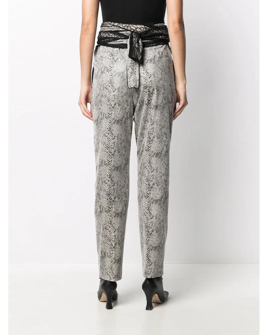 Y. Project Gray High-Waisted Python-Effect Trousers
