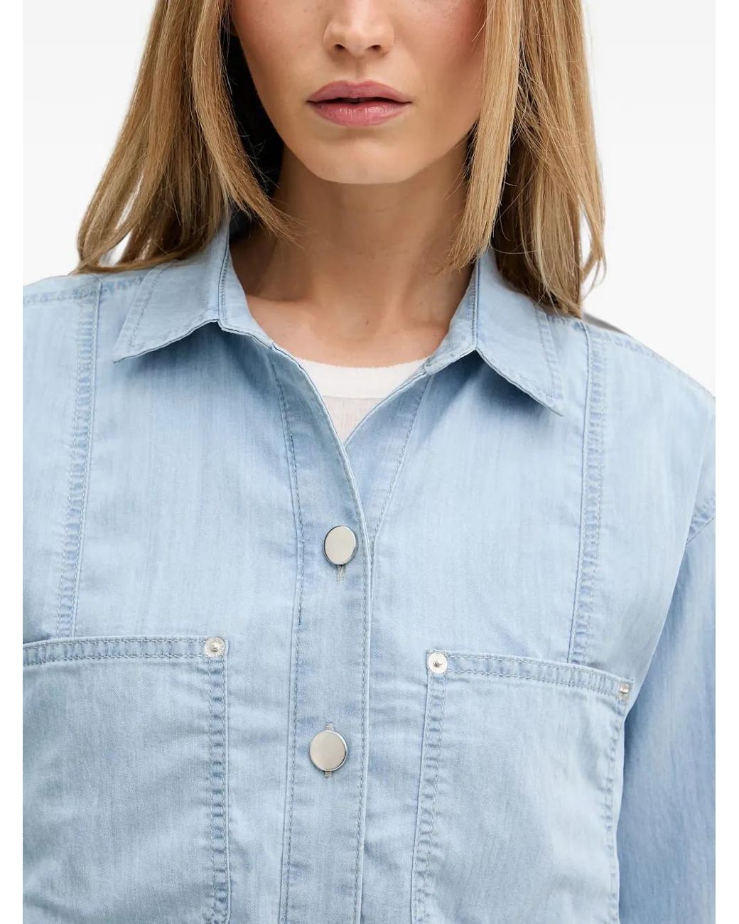MARC AUREL Blue Button-Up Short-Sleeve Shirt