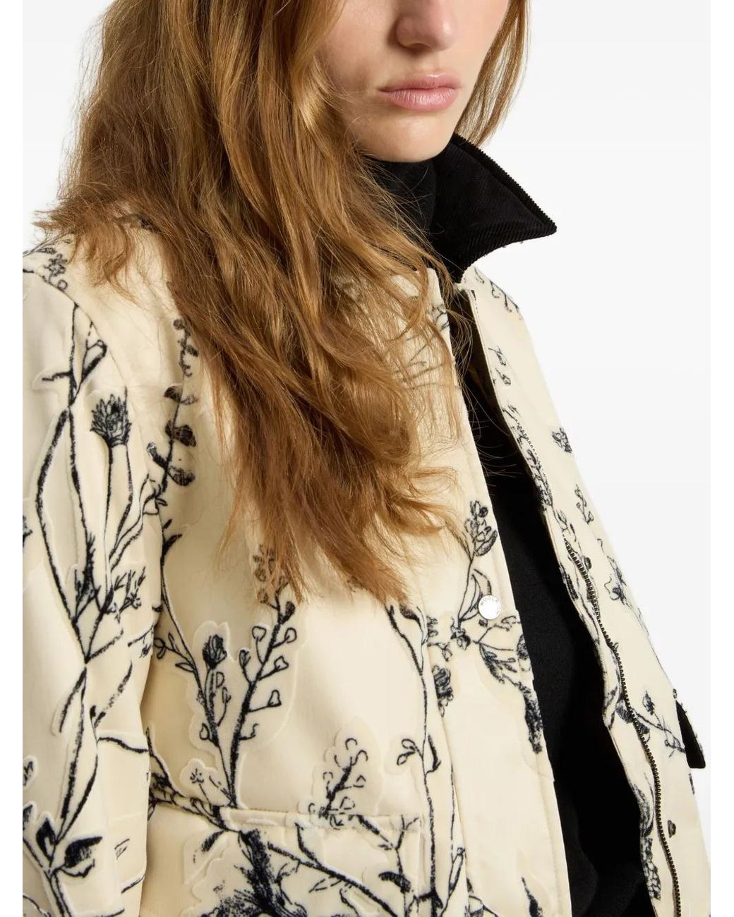 Woolrich Natural Floral-Print Velvet Jacket