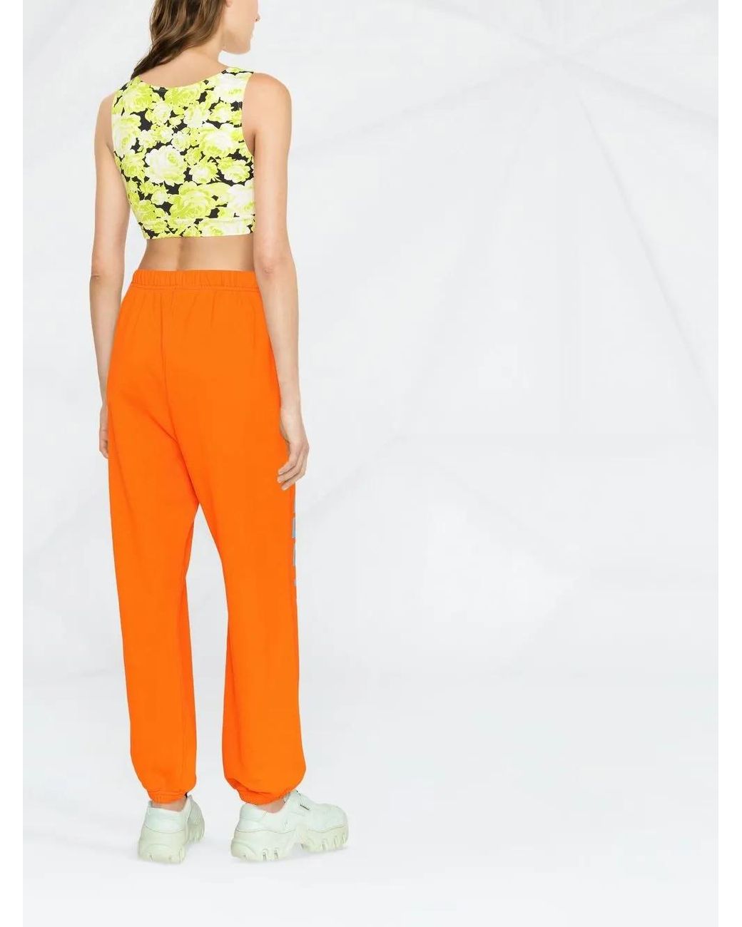 Top Corto Con Estampado Floral MSGM de color Yellow