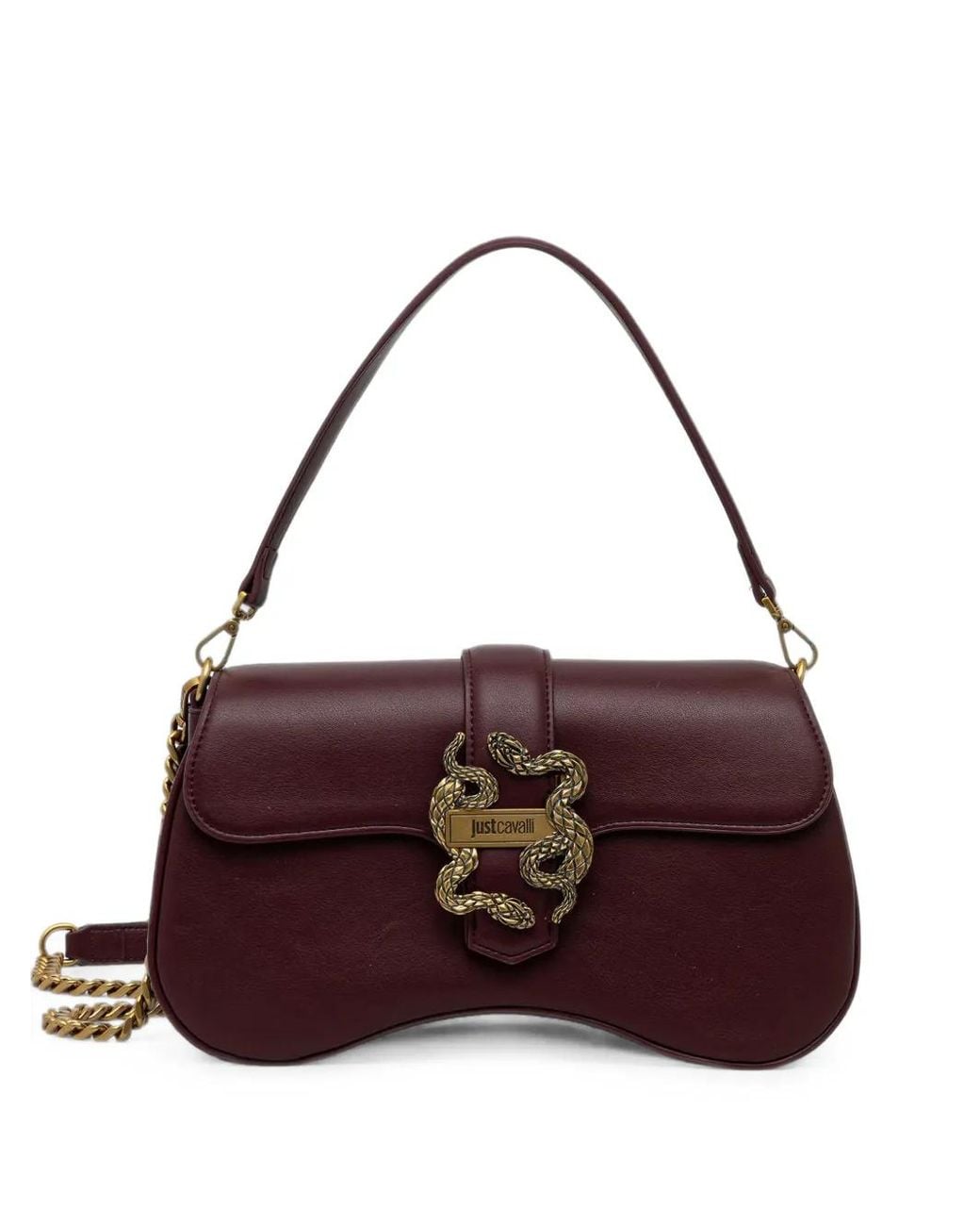 Just Cavalli Purple Snake-Plaque Shoulder Bag