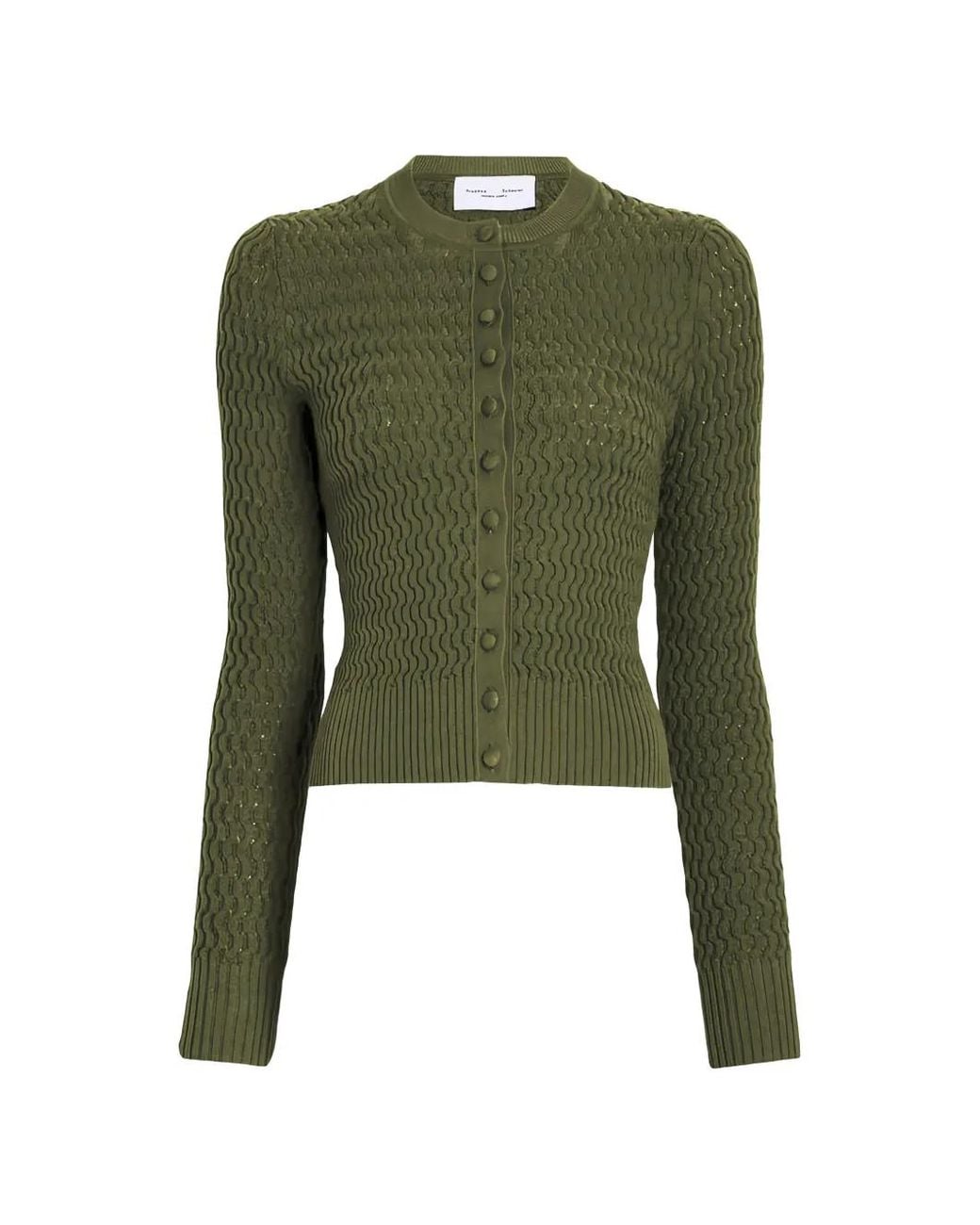 Proenza Schouler Green Marci Cable-Knit Cardigan