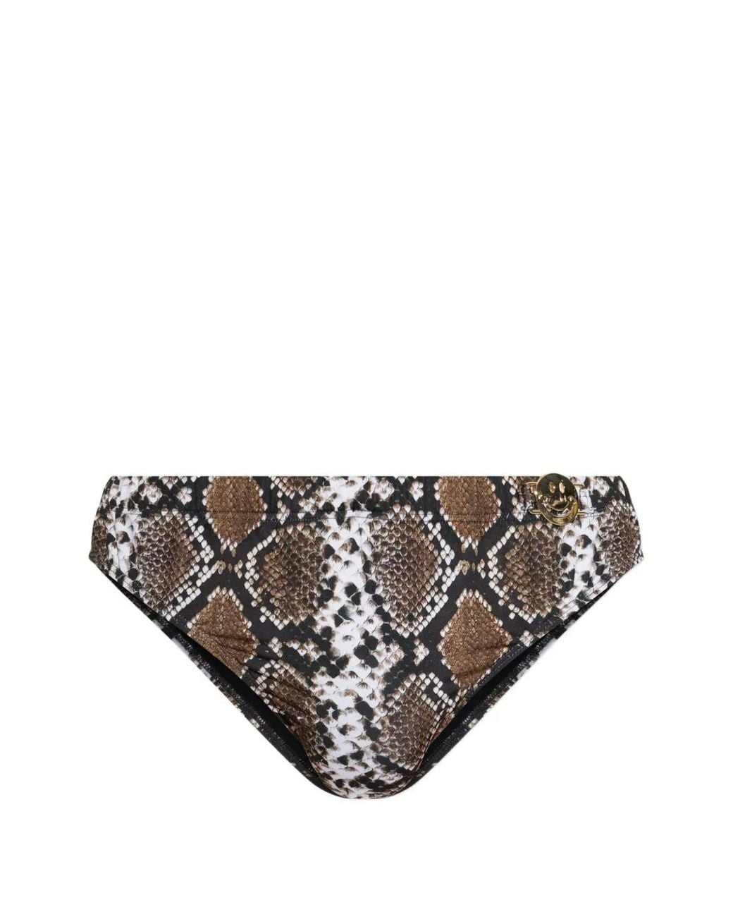 Moschino Gray X Smiley Snakeskin-Print Swimming Trunks for men