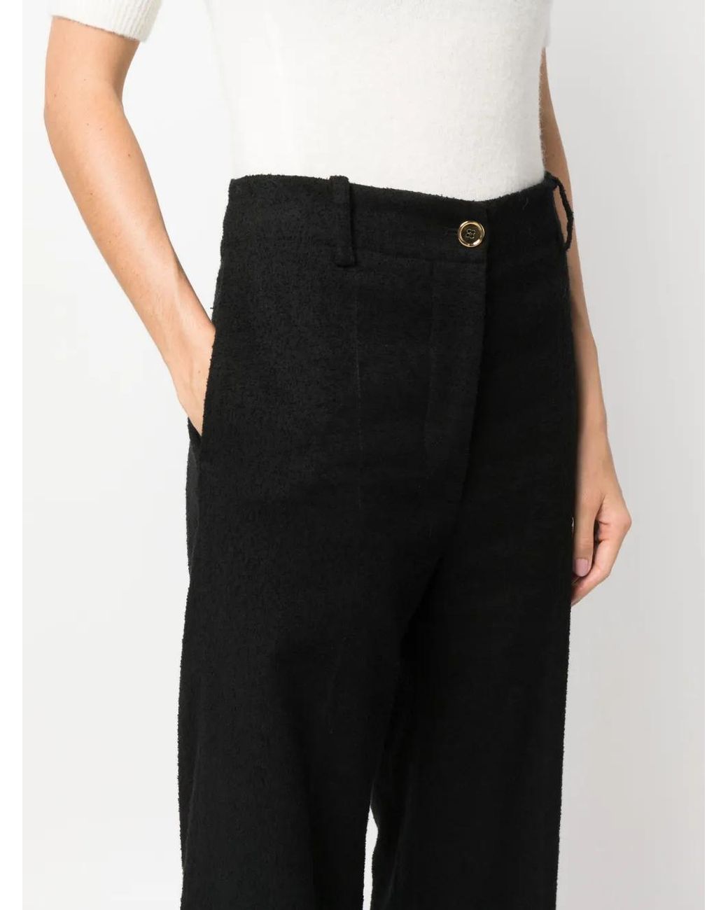 Patou Black Iconic Long Wide-Leg Trousers