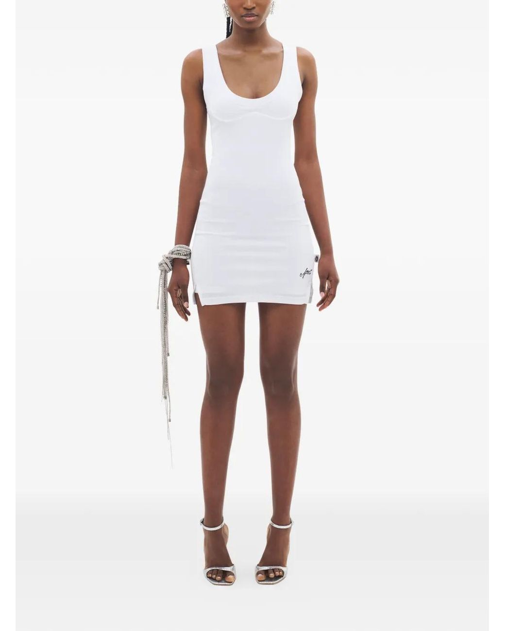 Area White Logo-Embroidered Mini Dress
