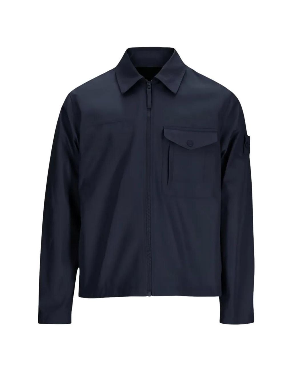 Stone Island Blue 1200011 All-Weather Cotton Canvas S.I. Ghost Windproof And Breathable Regular-Fit Overshirt for men