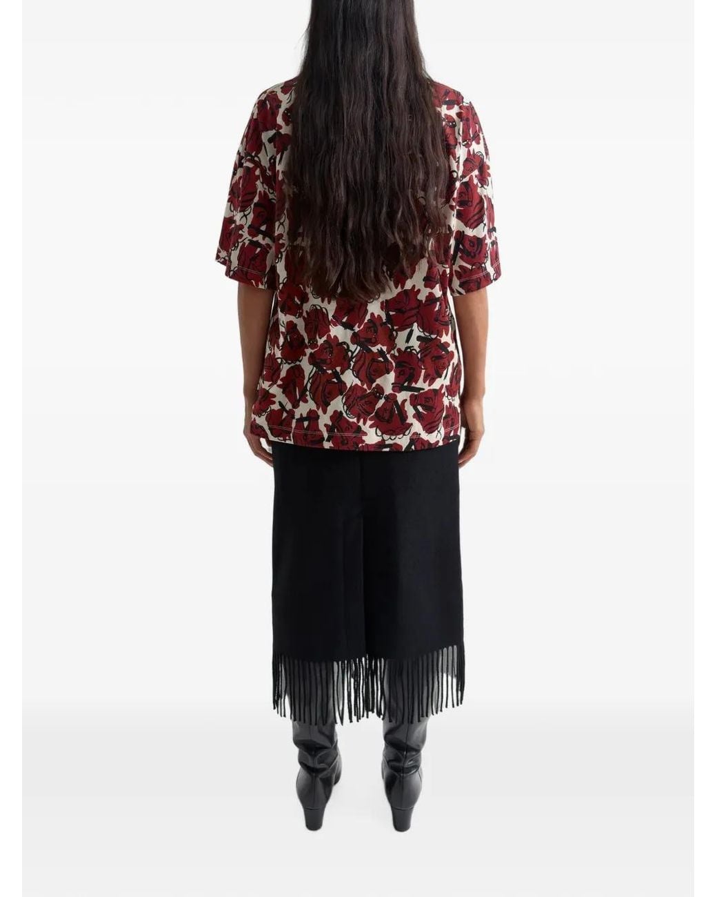 Rodebjer Black The Blaine Fringe Pencil Midi Skirt