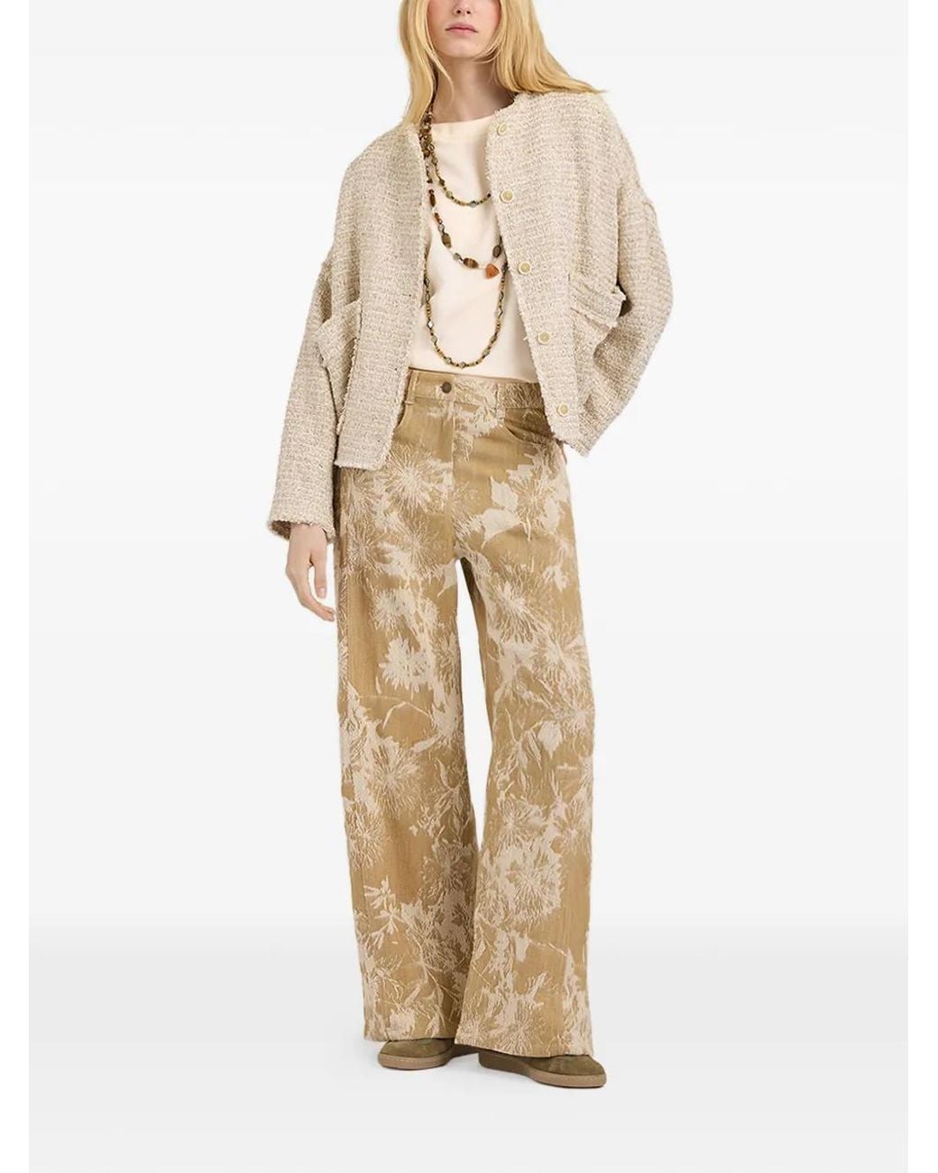 Momoní Natural Aguila Jacquard-Denim Trousers