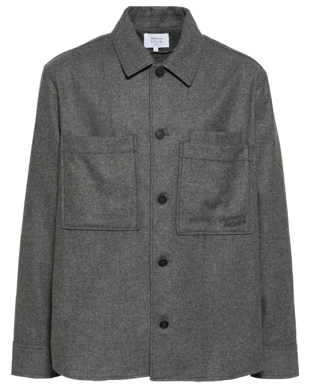 Maison Kitsuné Gray Flannel Shirt Jacket for men