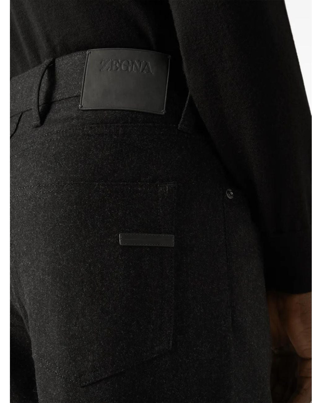 Zegna Black Dark Wool And Cashmere Roccia Pants for men