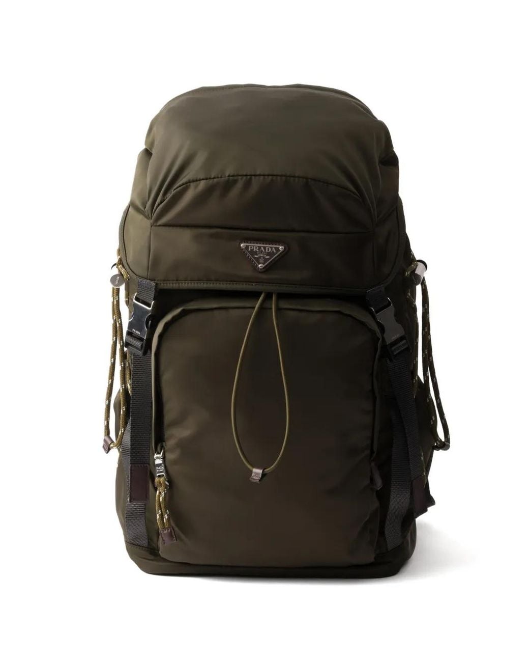 Prada Black Logo-Plaque Buckle-Fastening Backpack for men