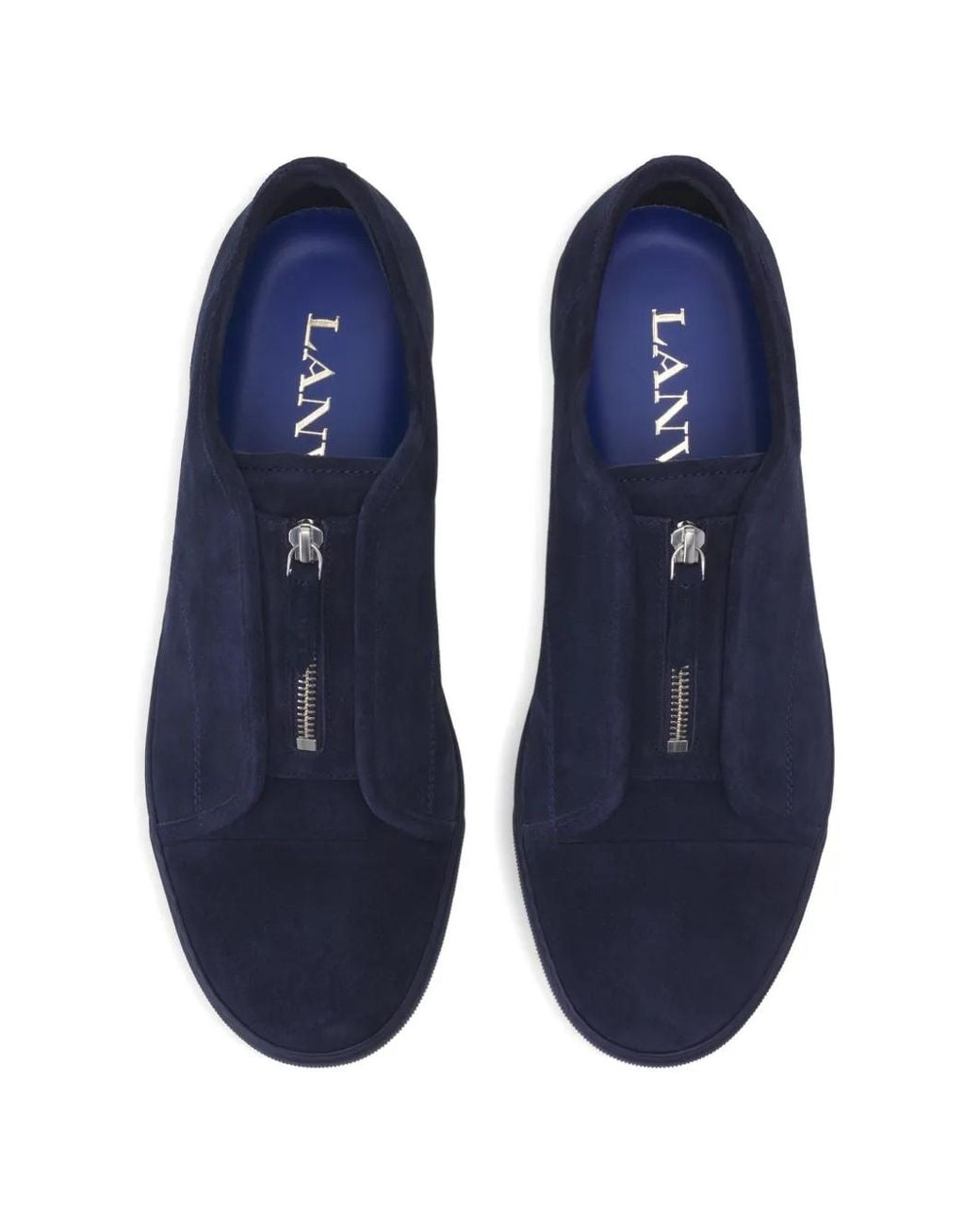 Lanvin Blue Dbb1 Suede Zip Sneakers for men