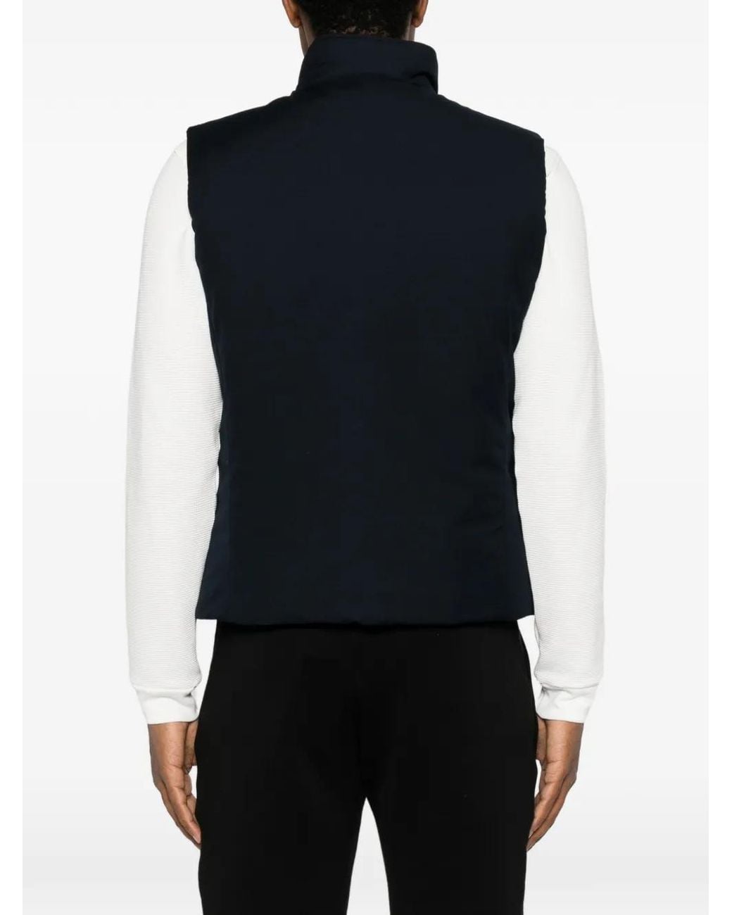 Moorer Blue High-Neck Zip-Up Gilet for men