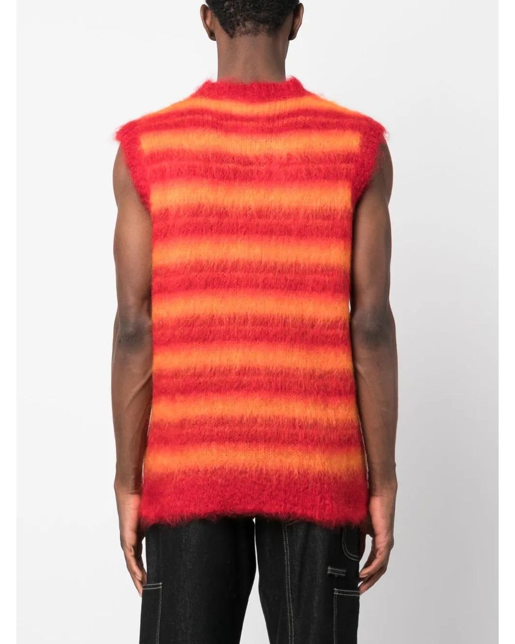 Marni Red Brushed-Mohair Striped Vest for men