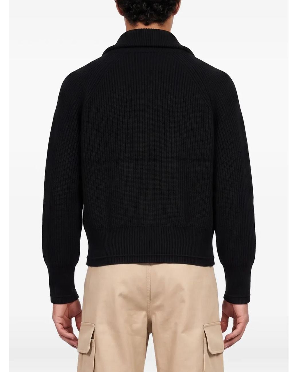 Entire studios Black Ribbed-Knit Raglan-Sleeve Cardigan