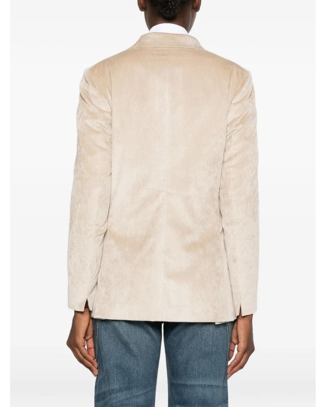 Lardini Natural Double-Breasted Corduroy Blazer