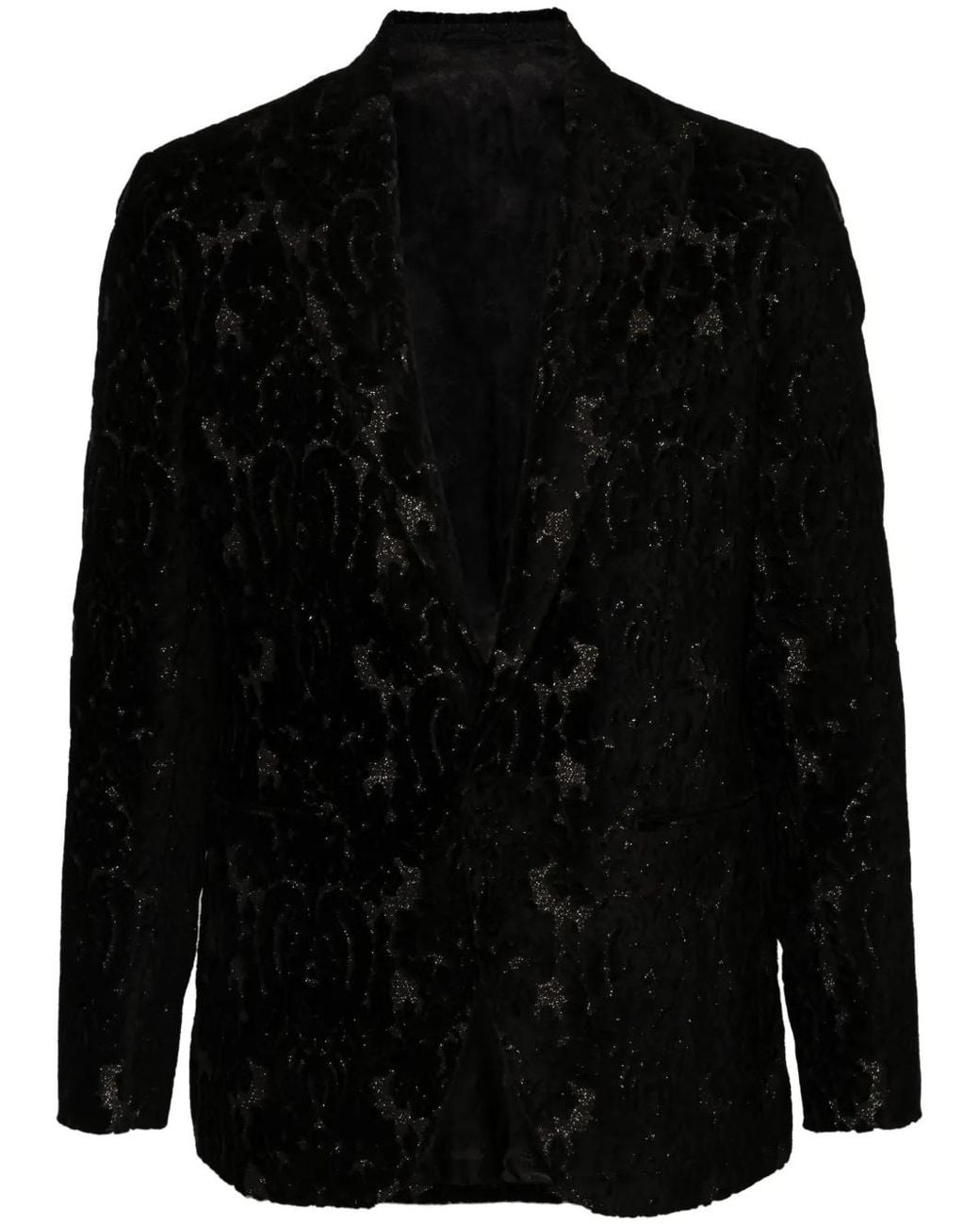 Etro Black Devoré-Effect Single-Breasted Blazer for men