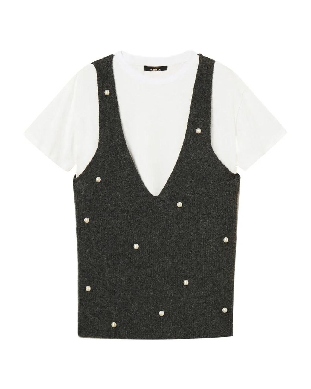 Twinset Black Embellished V-Neck T-Shirt