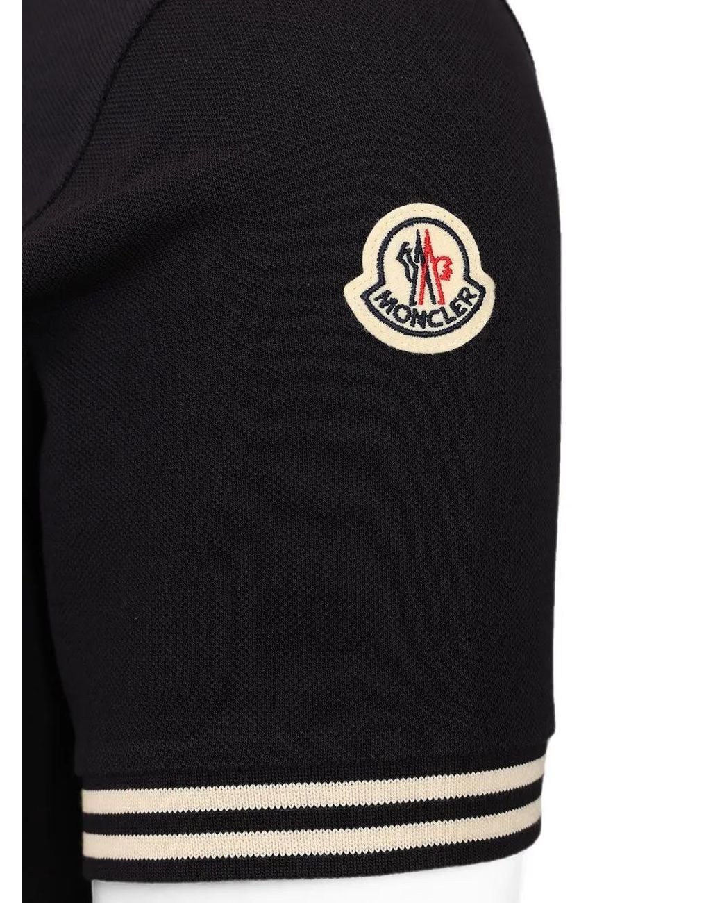 Moncler Black Logo-Patch Polo Shirt for men