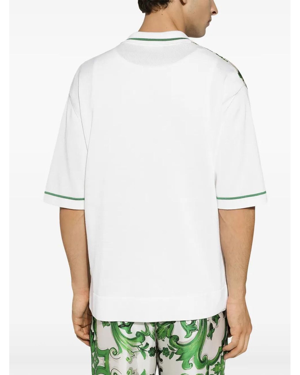 Dolce & Gabbana Green Majolica-Print Short-Sleeve Shirt for men
