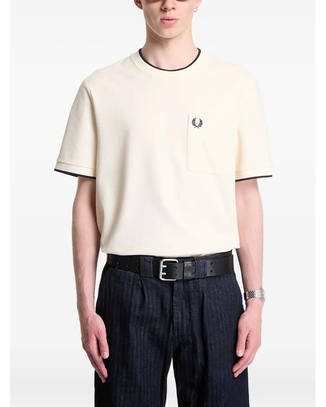 Fred Perry White Cotton T-Shirt for men