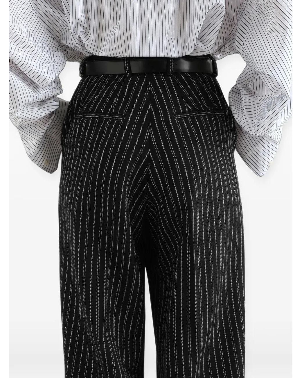 Dolce & Gabbana Black Pinstripe Virgin-Wool Trousers